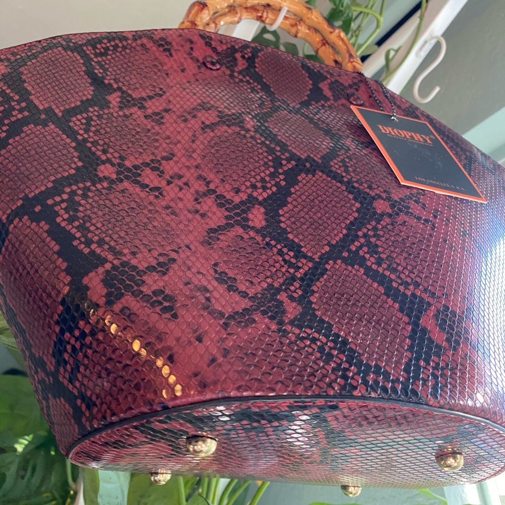 Diophy Red Vegan Snake Skin Purse - Picture 3 of 16